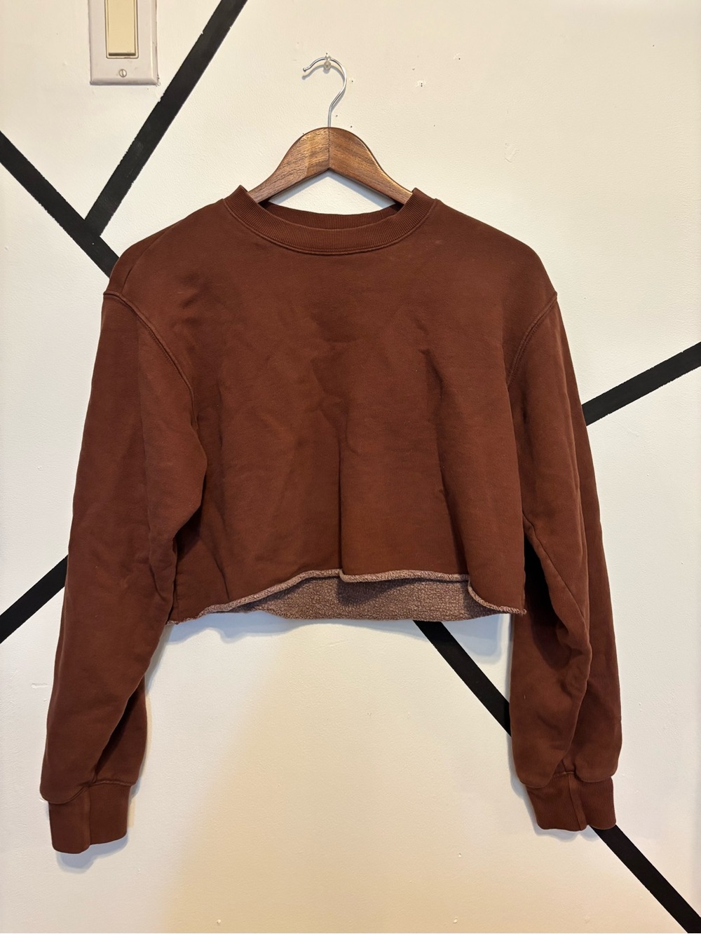 TNA Brown Cropped Crewneck Sweatshirt